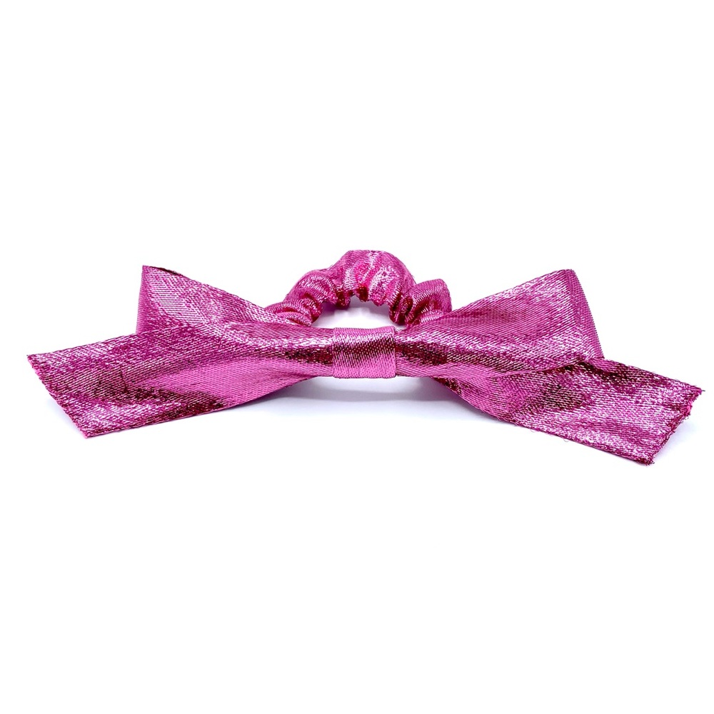 Pink Metallic Handmade Hair Bow with Lustrous Finish